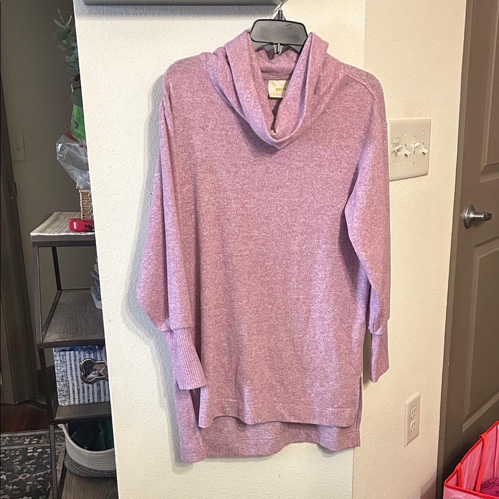 Anthropologie Maeve Cozy Lilac Cowl-Neck Womens Tunic Sweater - Picture 3 of 6